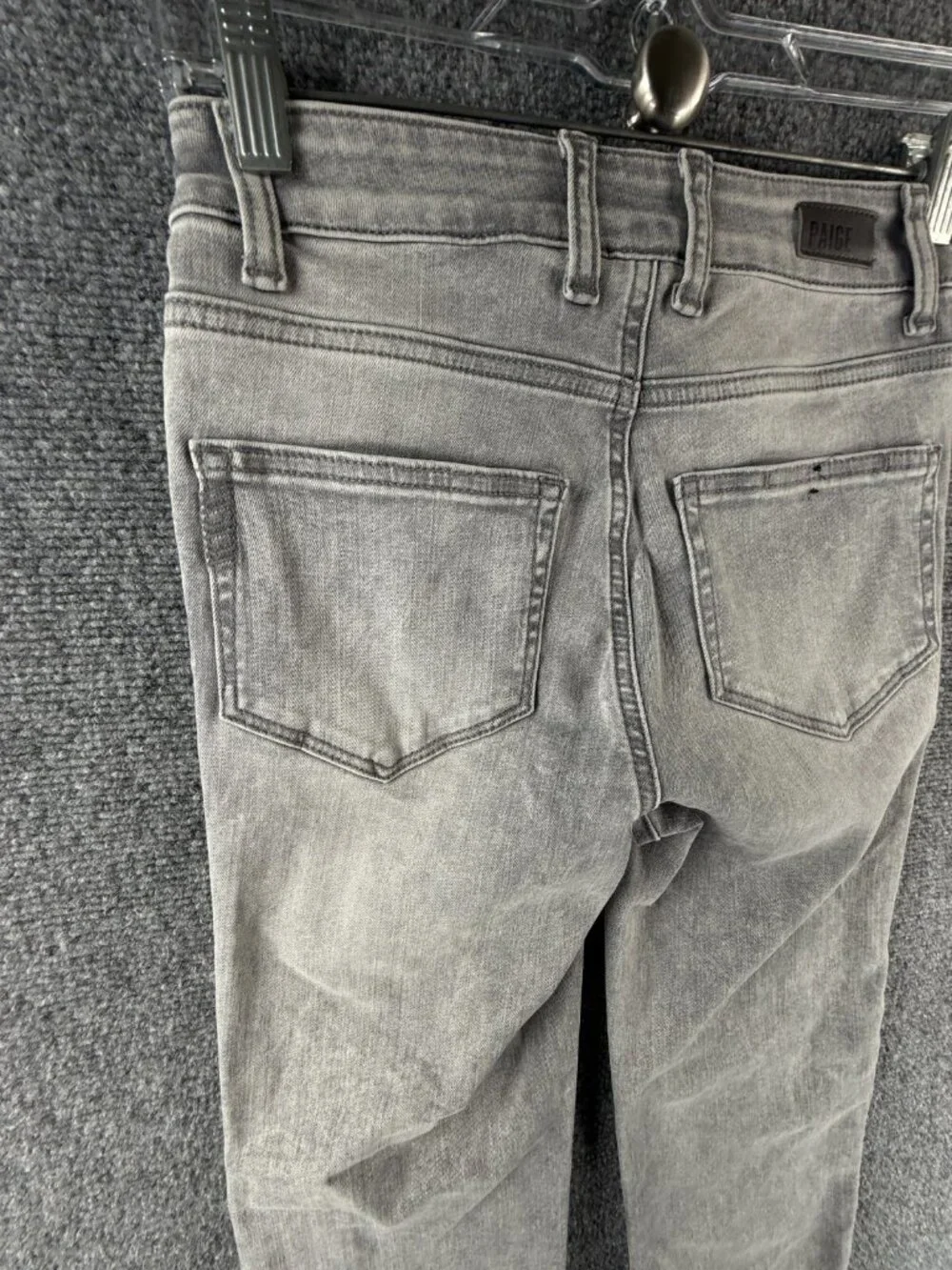 Paige Cindy Crop 24 Denim Gray Jeans Cotton Blend Soft Faded Asphalt ACTL 24X26
